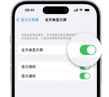 仪陇苹果15预约维修分享iPhone15如何设置全天候显示屏幕可见 